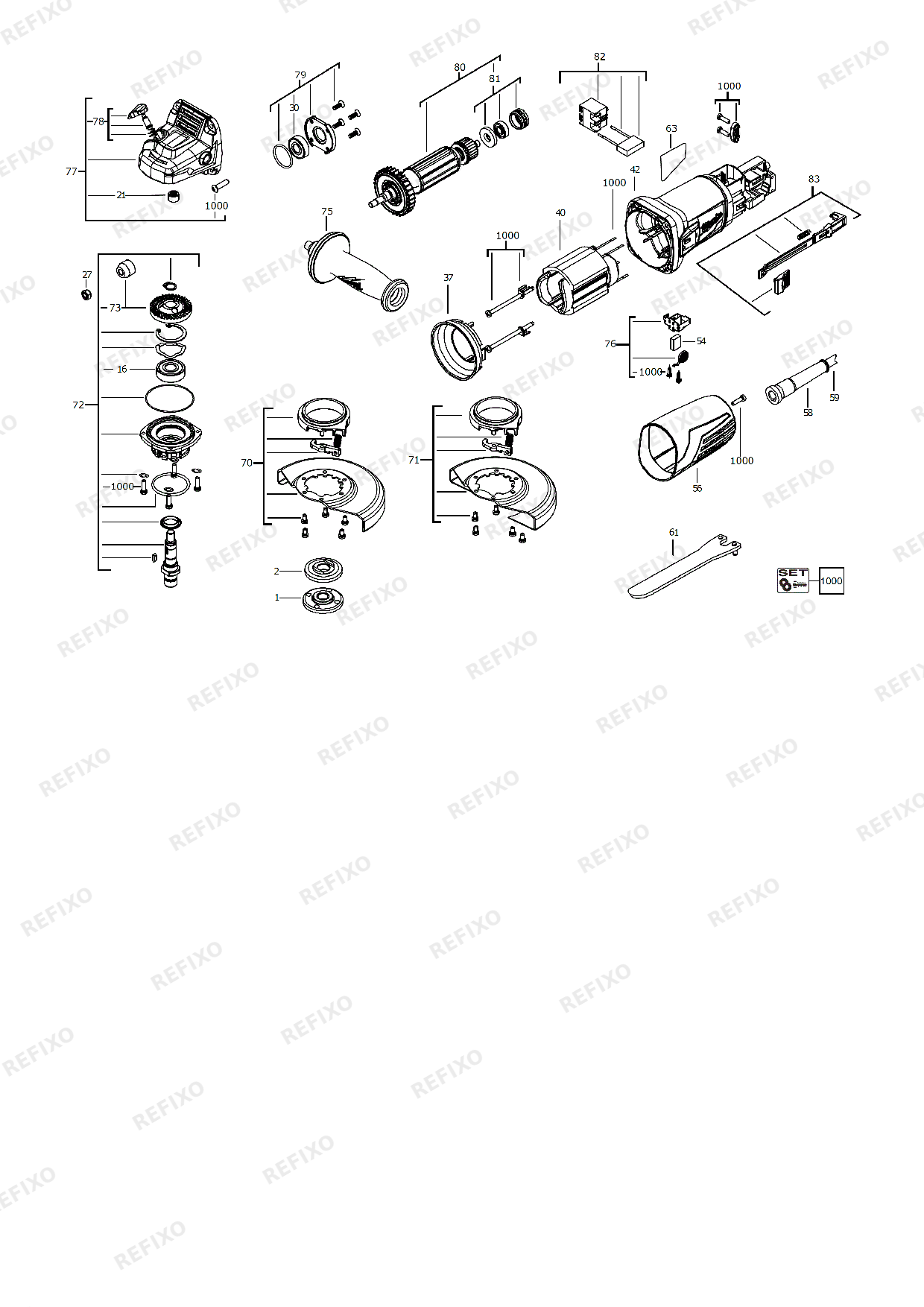 MILWAUKEE AG10 115EK IN2 4933451219 4000452936 — схема запчастей