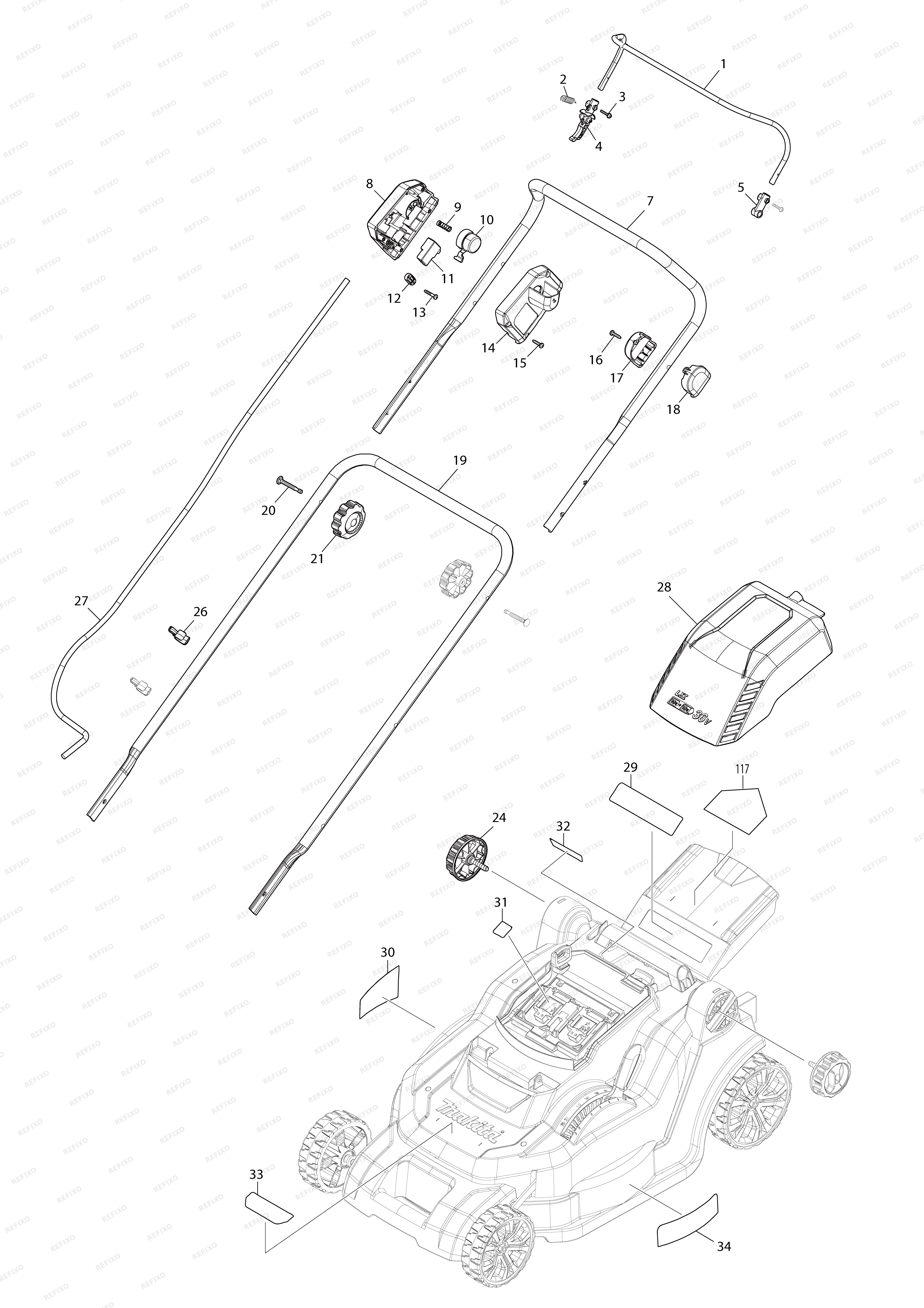 MAKITA DLM432 — схема запчастей