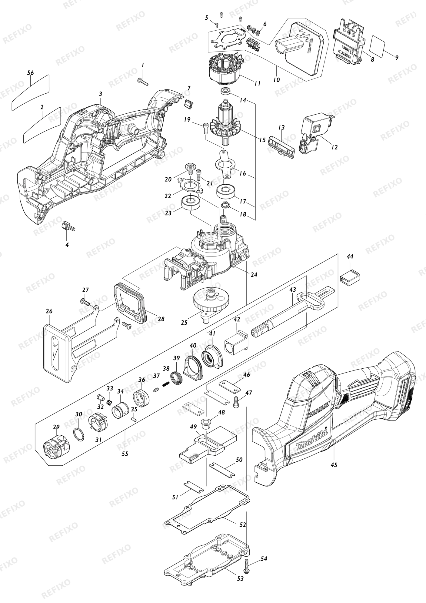 MAKITA DJR189 — схема запчастей