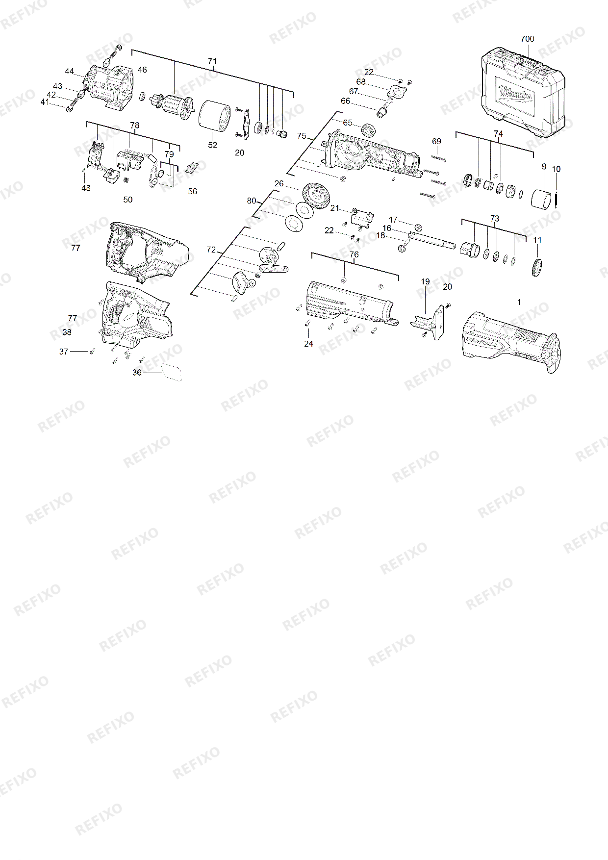 MILWAUKEE M 18BSX 0 4933447275 4000447276 — схема запчастей