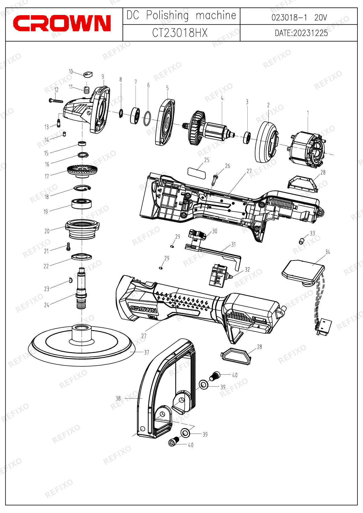 CROWN CT23018HX — схема запчастей