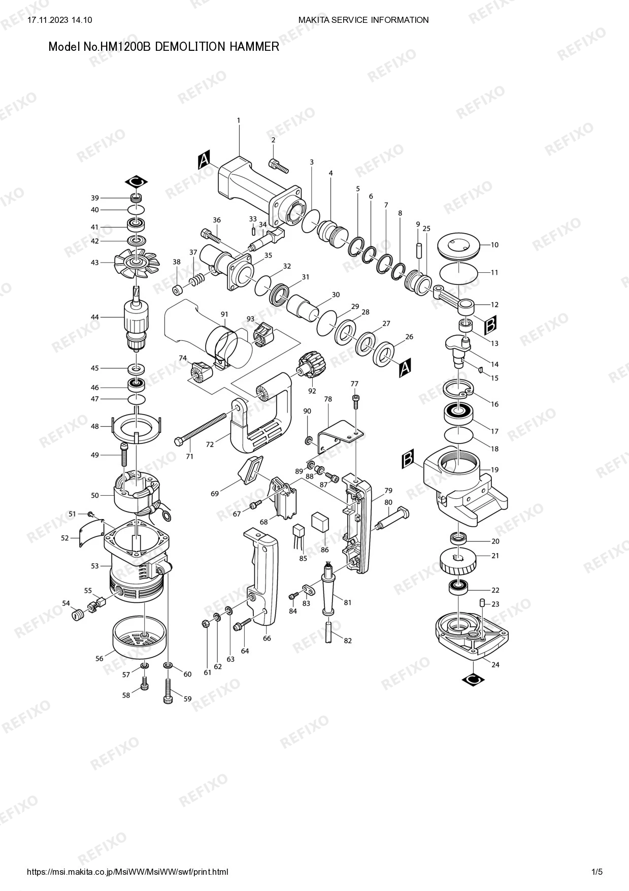 MAKITA HM1200B — схема запчастей