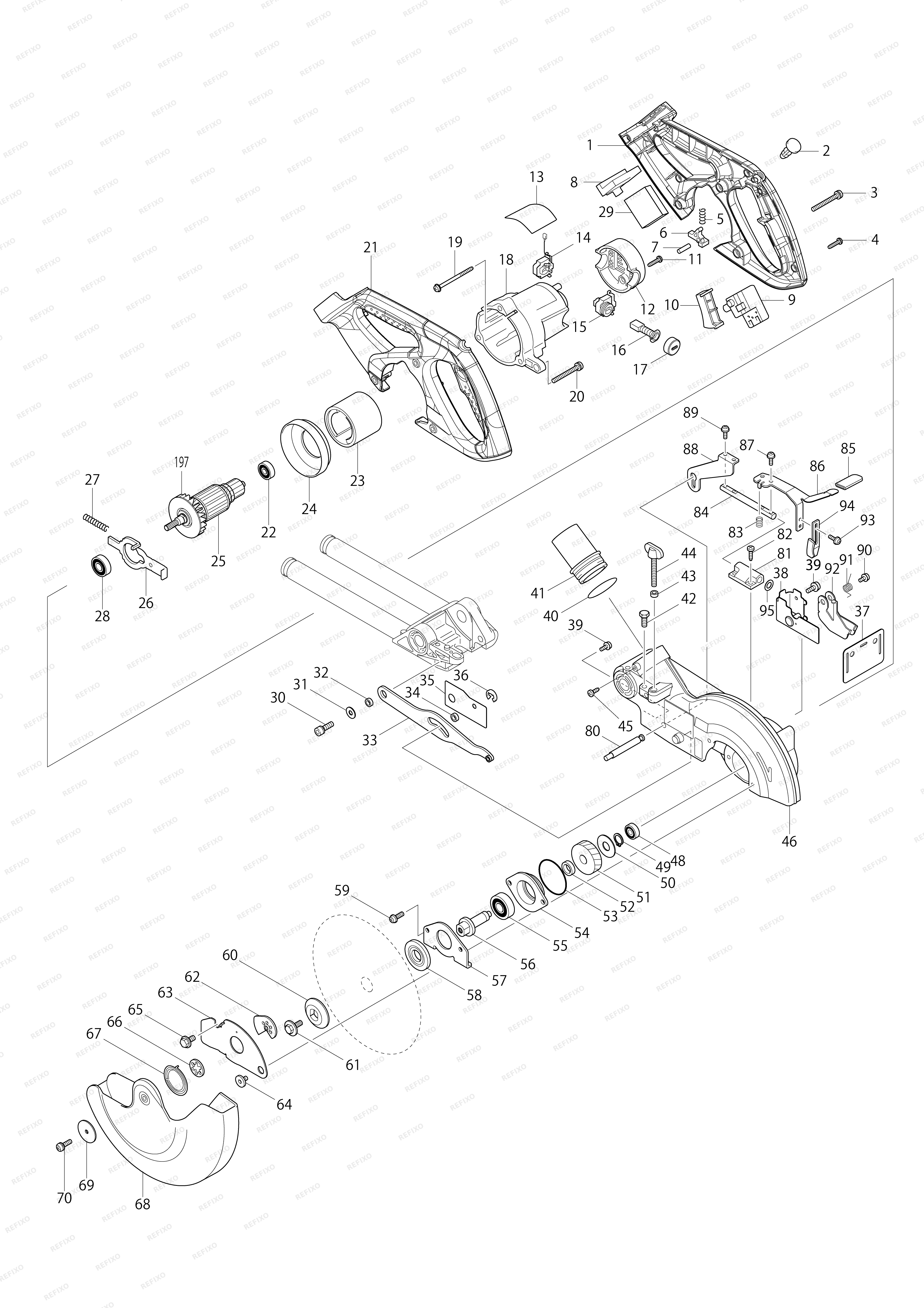 MAKITA DLS713 — схема запчастей