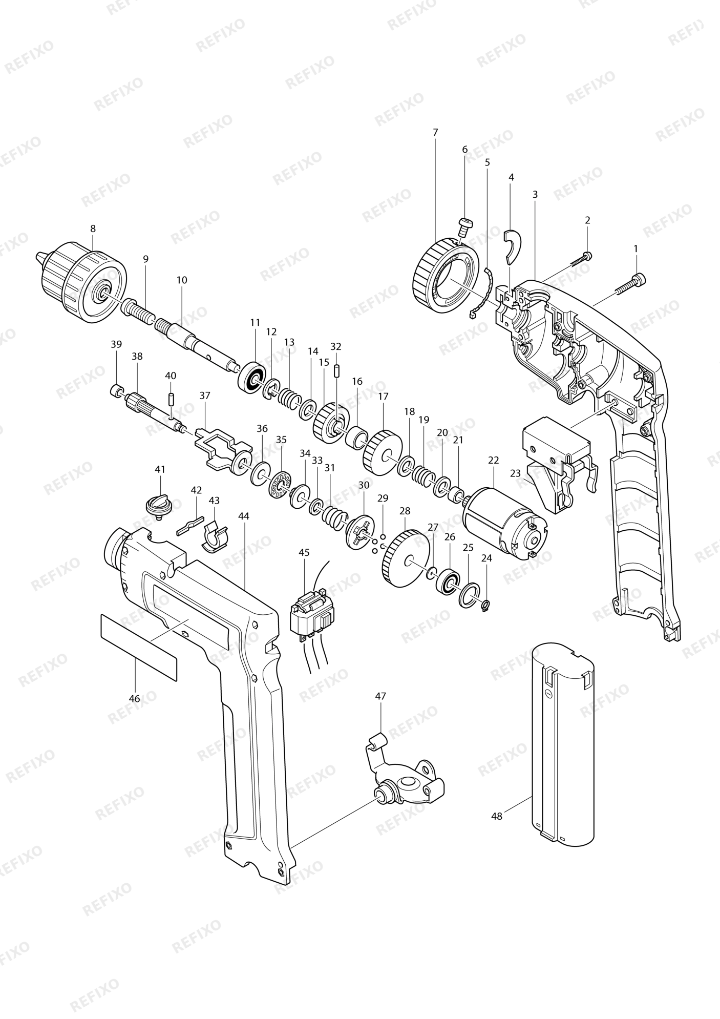 MAKITA 6075D — схема запчастей