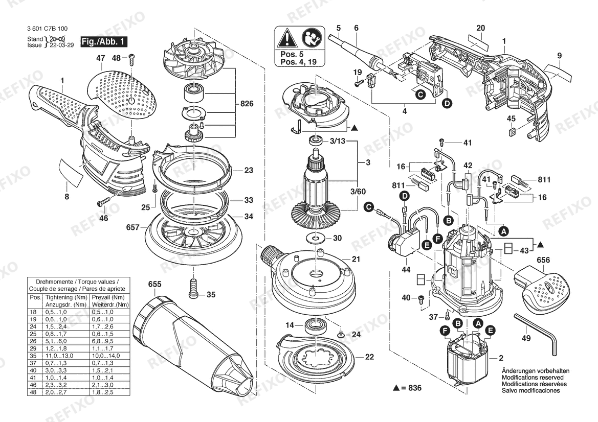 Bosch Эксцентриковая шлифмашина GEX 125-150 AVE bulk | 230 V | 036 - GB (3 601 C7B 170) — схема запчастей