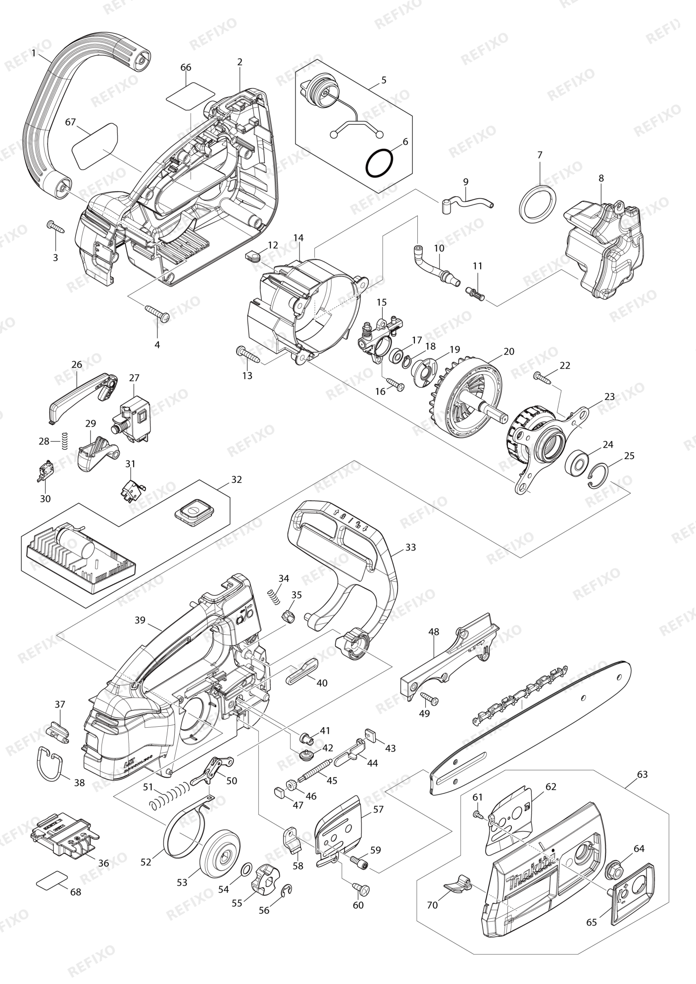 MAKITA DUC254 — схема запчастей