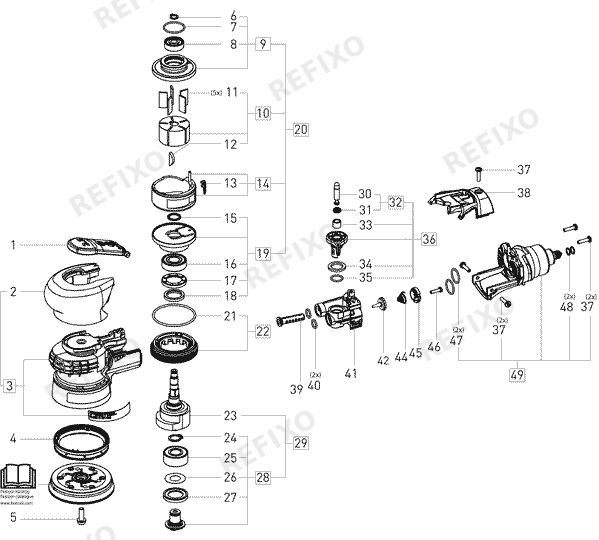 Festool LEX 3 7725 - Druckluft- эксцентриковая шлифмашина 691131 — схема запчастей