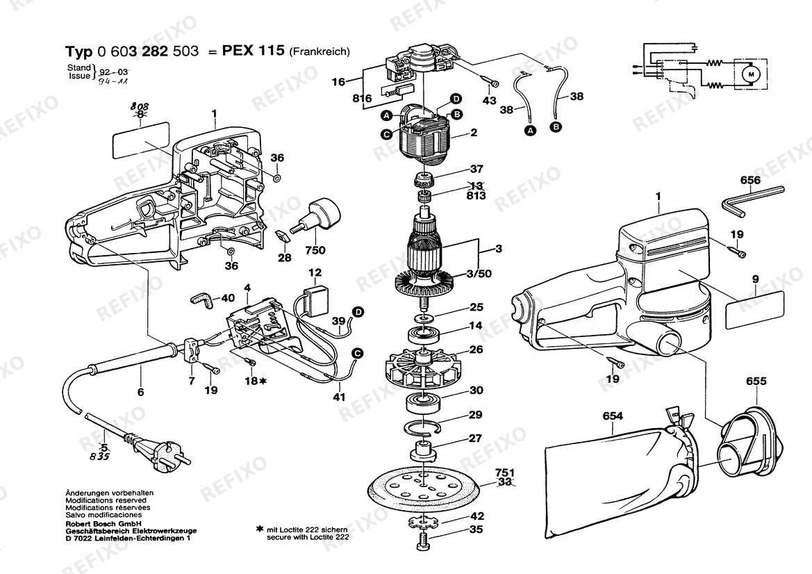 Bosch Gw- эксцентриковая шлифмашина PEX 115 | 230 V | 035 - FR (0 603 282 503) — схема запчастей