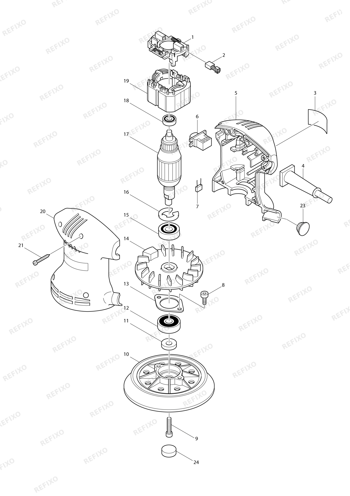 MAKITA BO5001 — схема запчастей