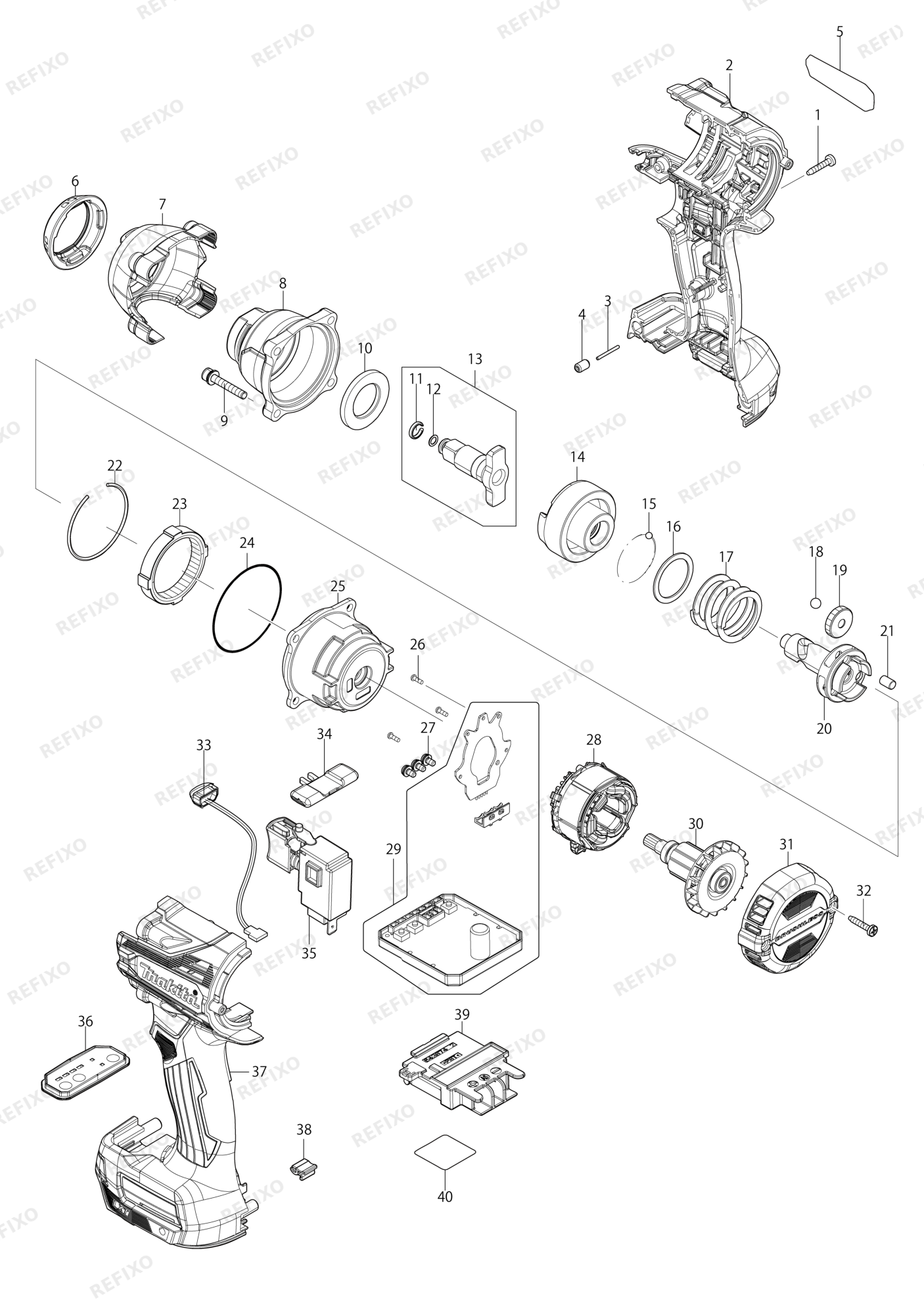 MAKITA DTW302 — схема запчастей