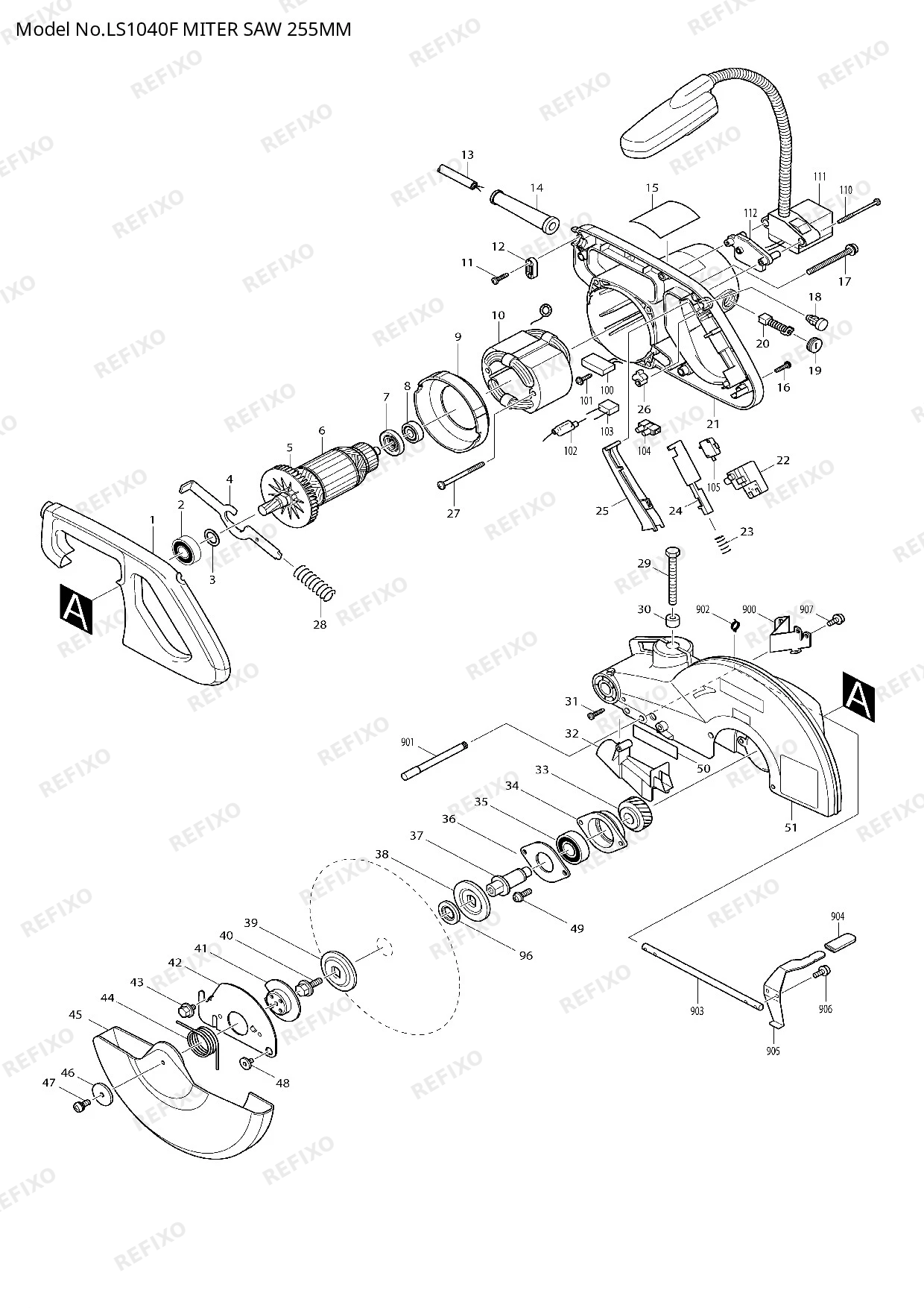 MAKITA LS1040F — схема запчастей
