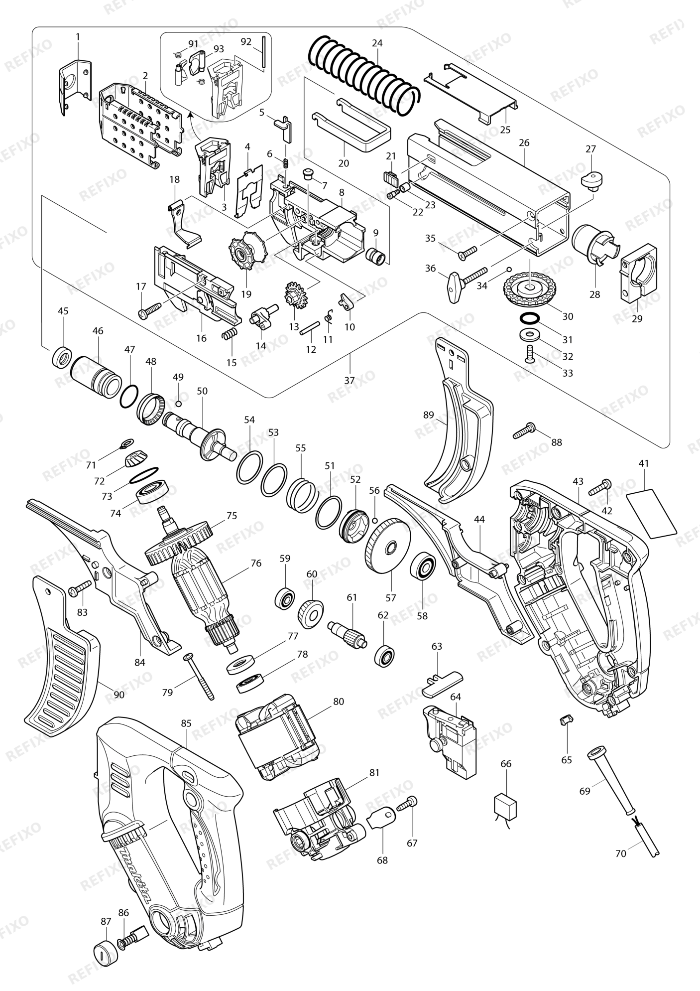 MAKITA 6843 — схема запчастей