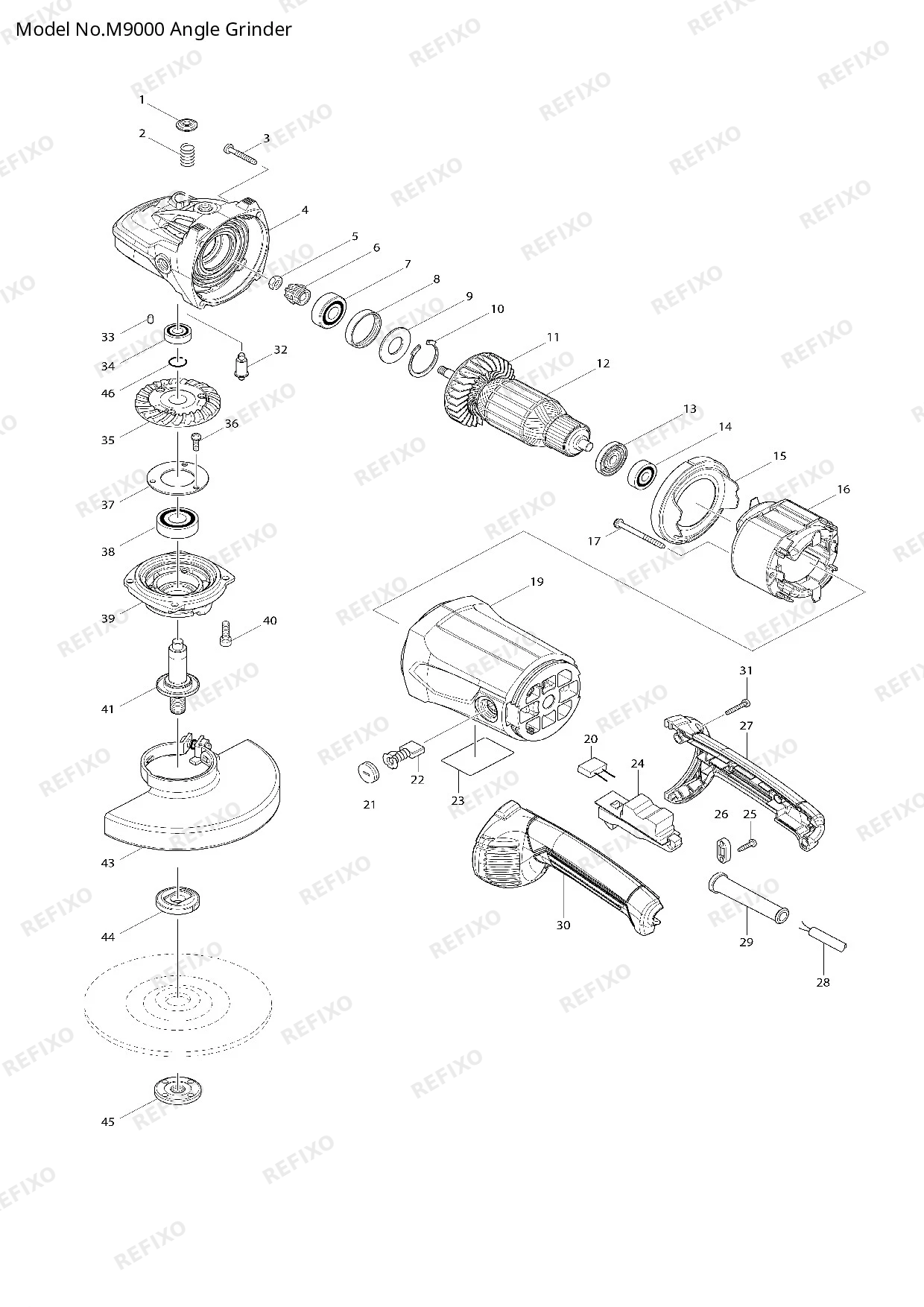 MAKITA M9000 — схема запчастей