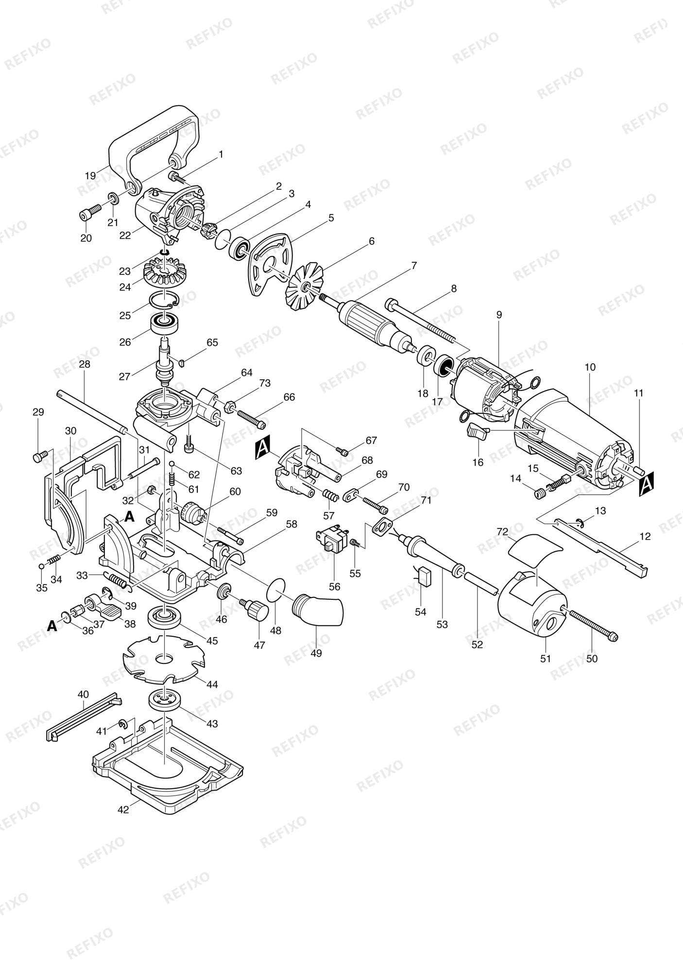 MAKITA 3901 — схема запчастей