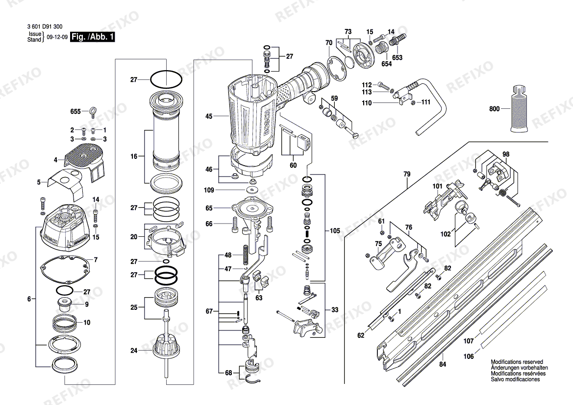 Bosch Druckluftnagler GSN 100-34 DK (3 601 D91 500) — схема запчастей