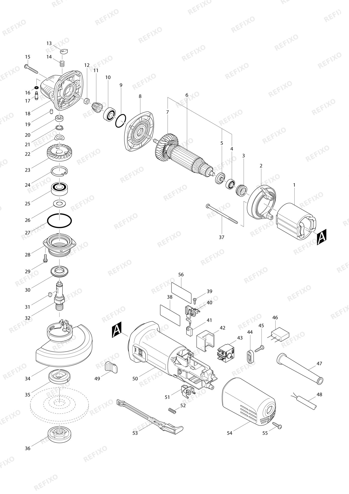 MAKITA 9557NBR — схема запчастей