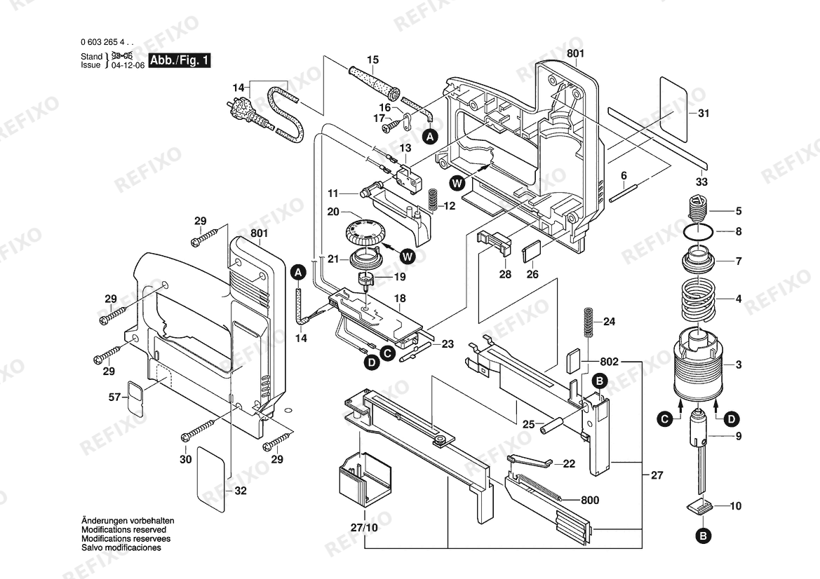 Bosch Tacker PTK 23 E | 240 V | 036 - GB (0 603 265 442) — схема запчастей