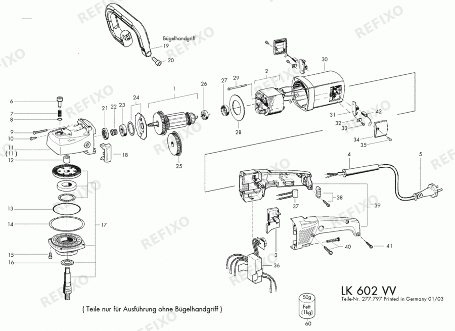 Flex LK 602 VV Polierer с Bügelhandgriff 289787 — схема запчастей