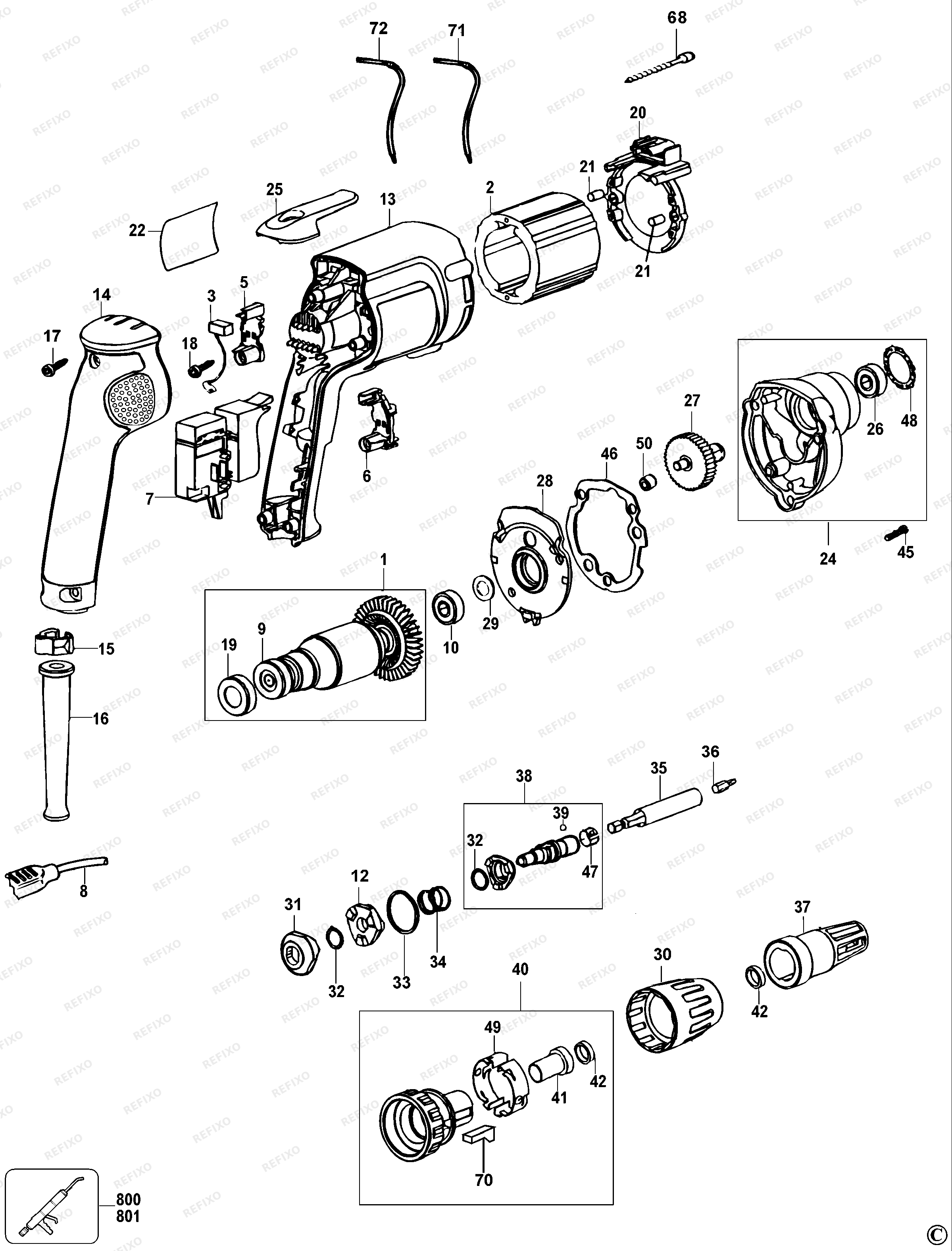 DeWalt ОТВЁРТКА DW255 — схема запчастей