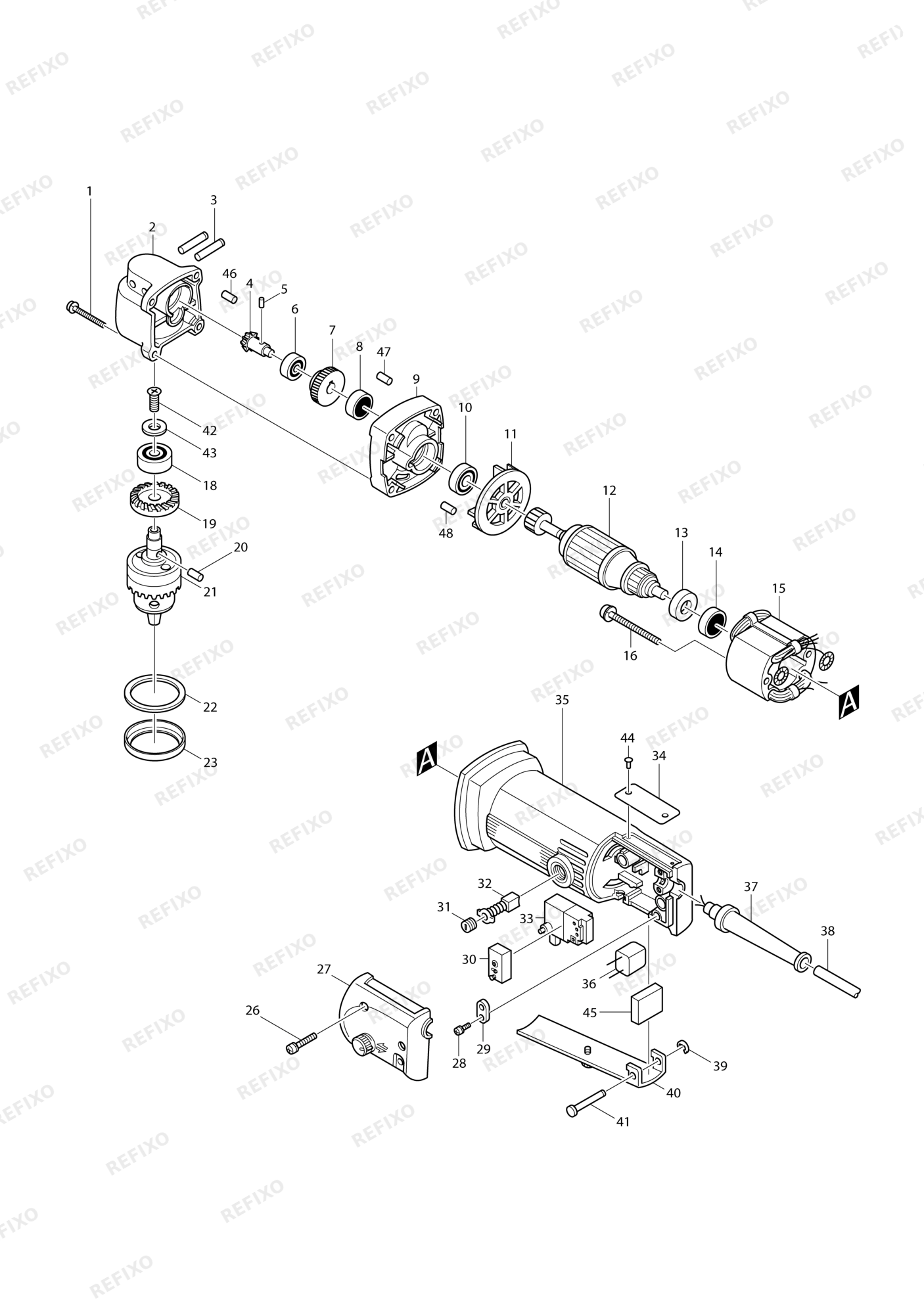 MAKITA DA3000R — схема запчастей