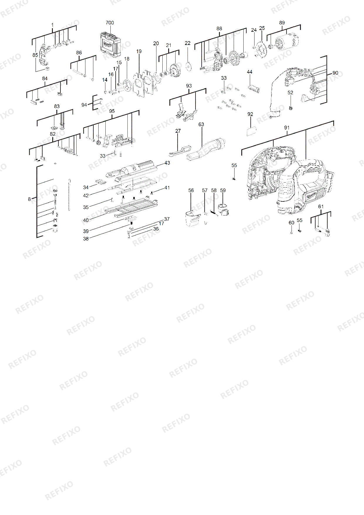 MILWAUKEE M18BJS 0X 4933459573 4000456860 — схема запчастей