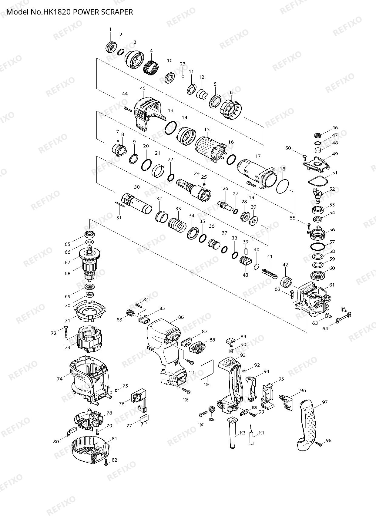 MAKITA HK1820 — схема запчастей