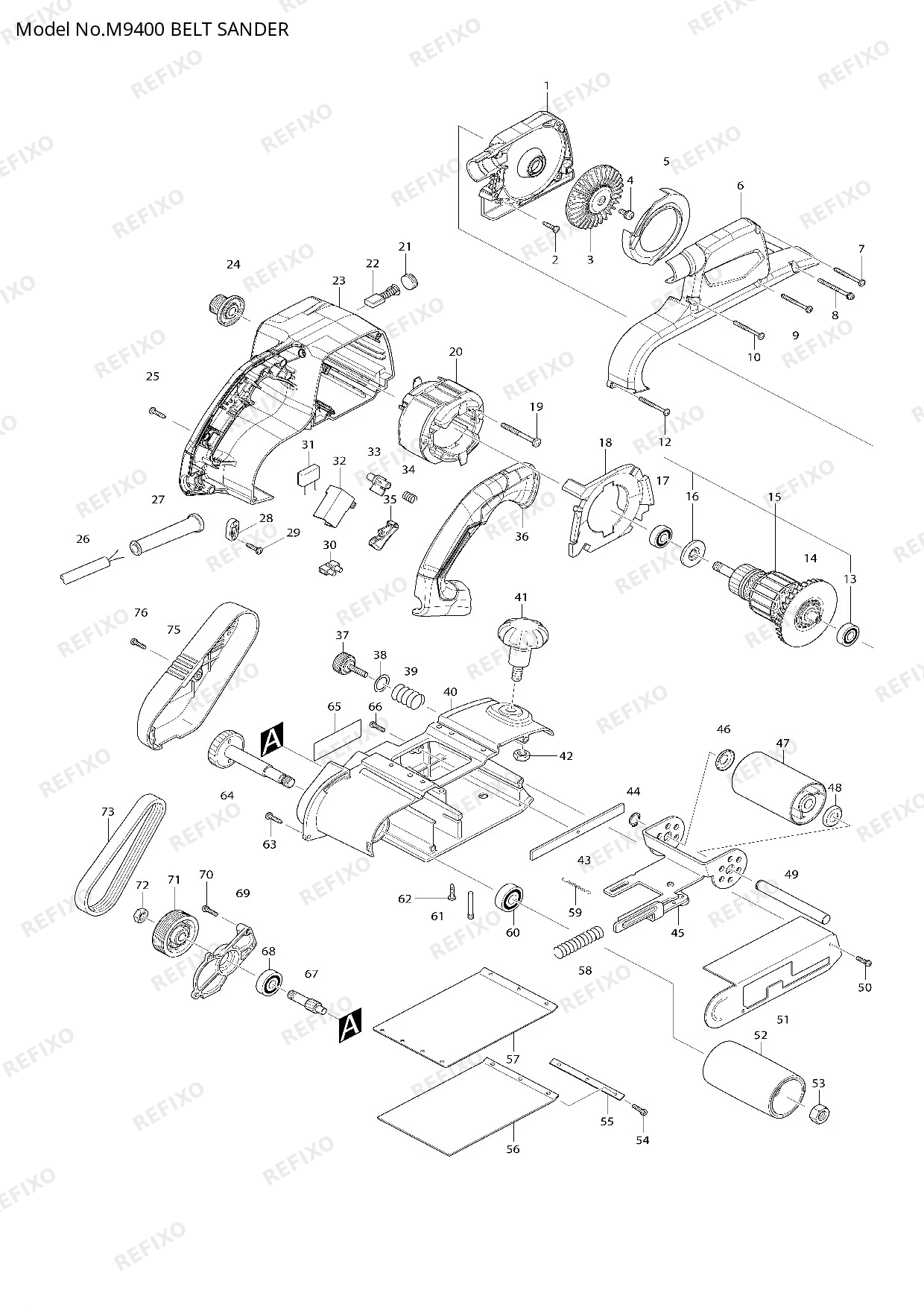 MAKITA M9400 — схема запчастей