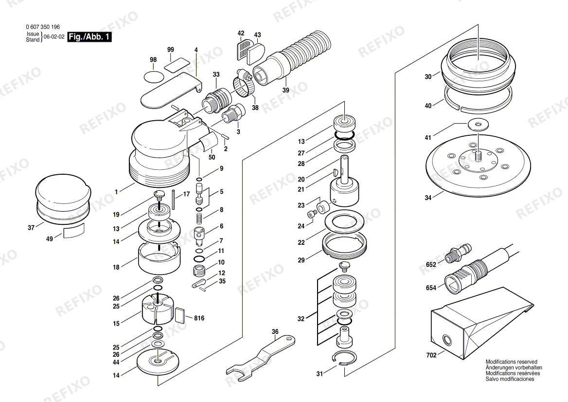 Bosch Эксцентриковая шлифмашина 170 WATT-SERIE (0 607 350 196) — схема запчастей