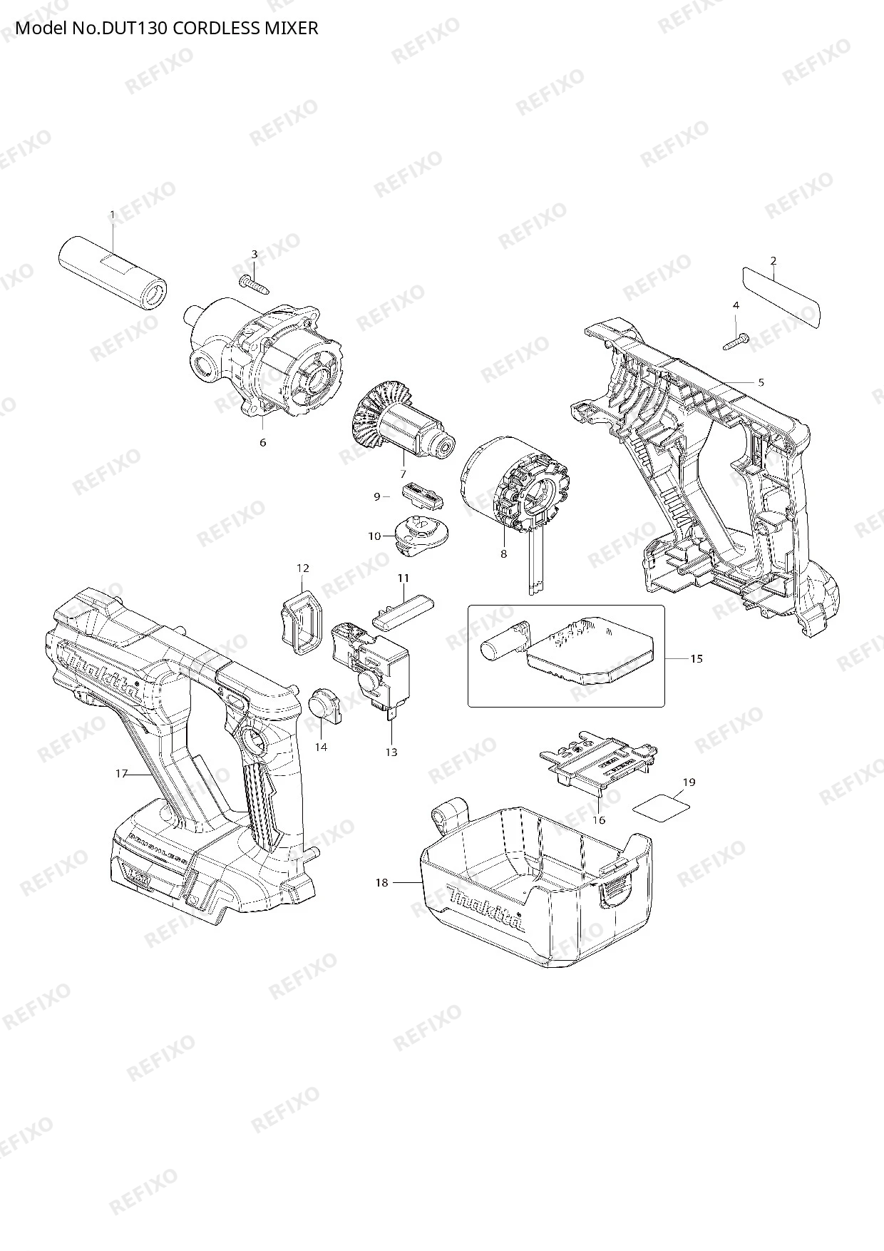 MAKITA DUT130 — схема запчастей