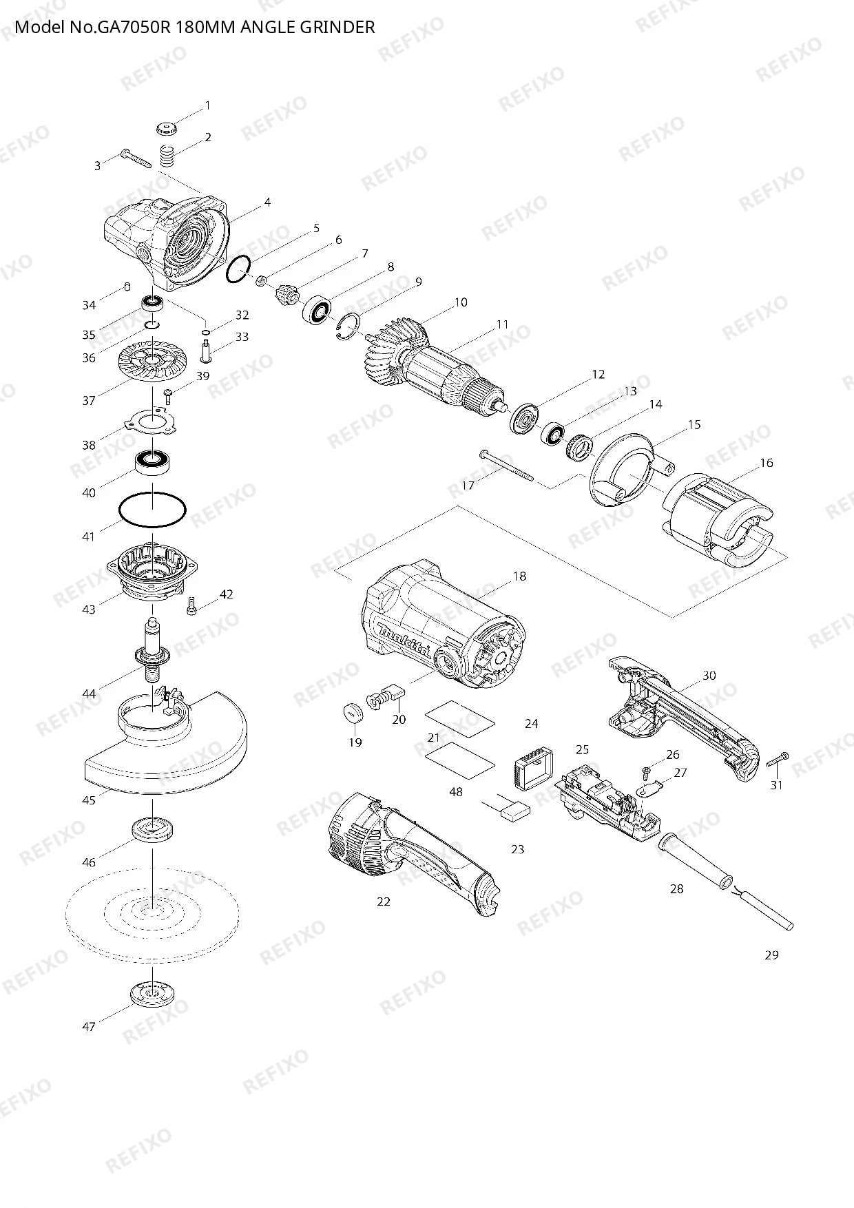 MAKITA GA7050R — схема запчастей