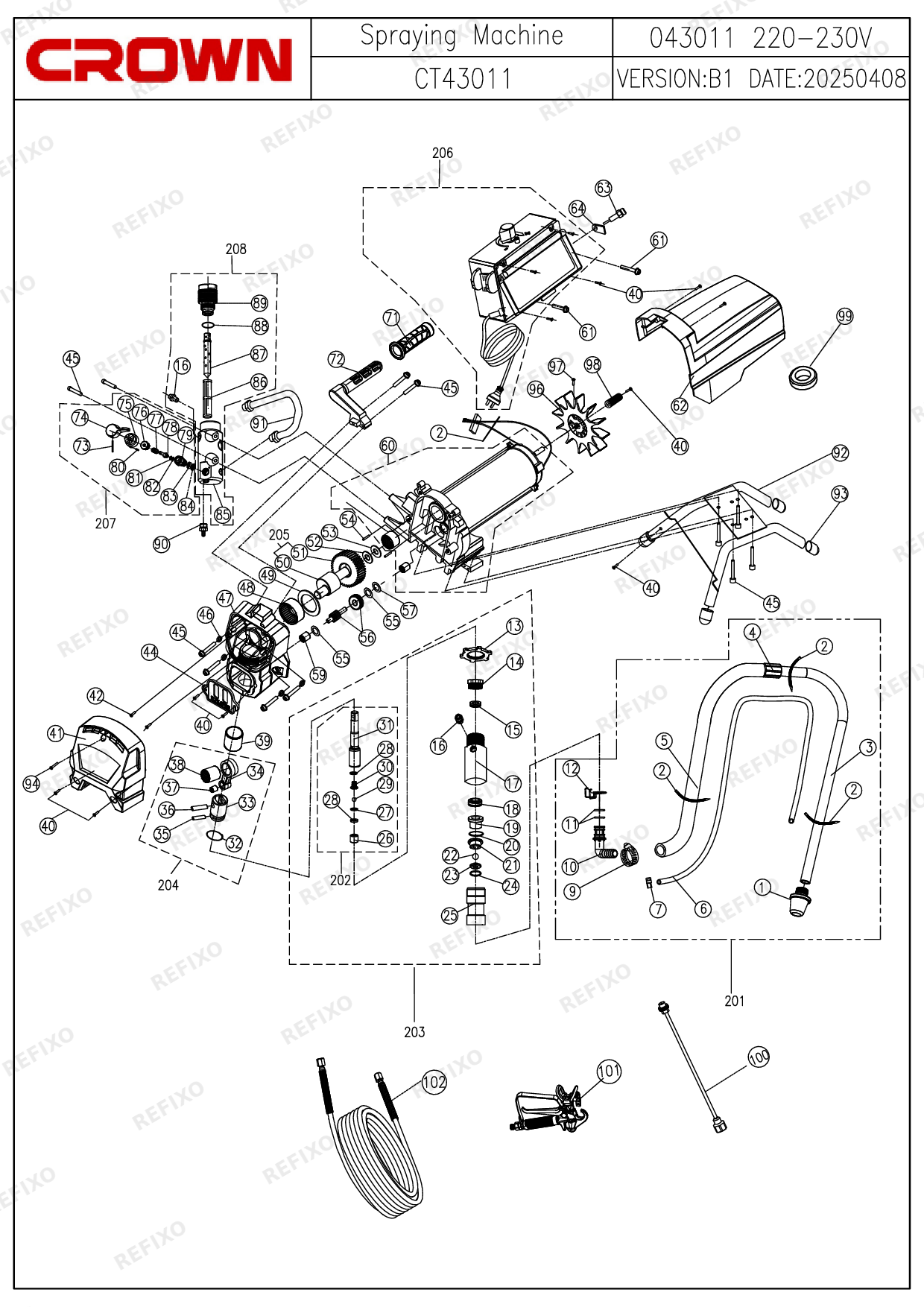 CROWN CT43011 — схема запчастей