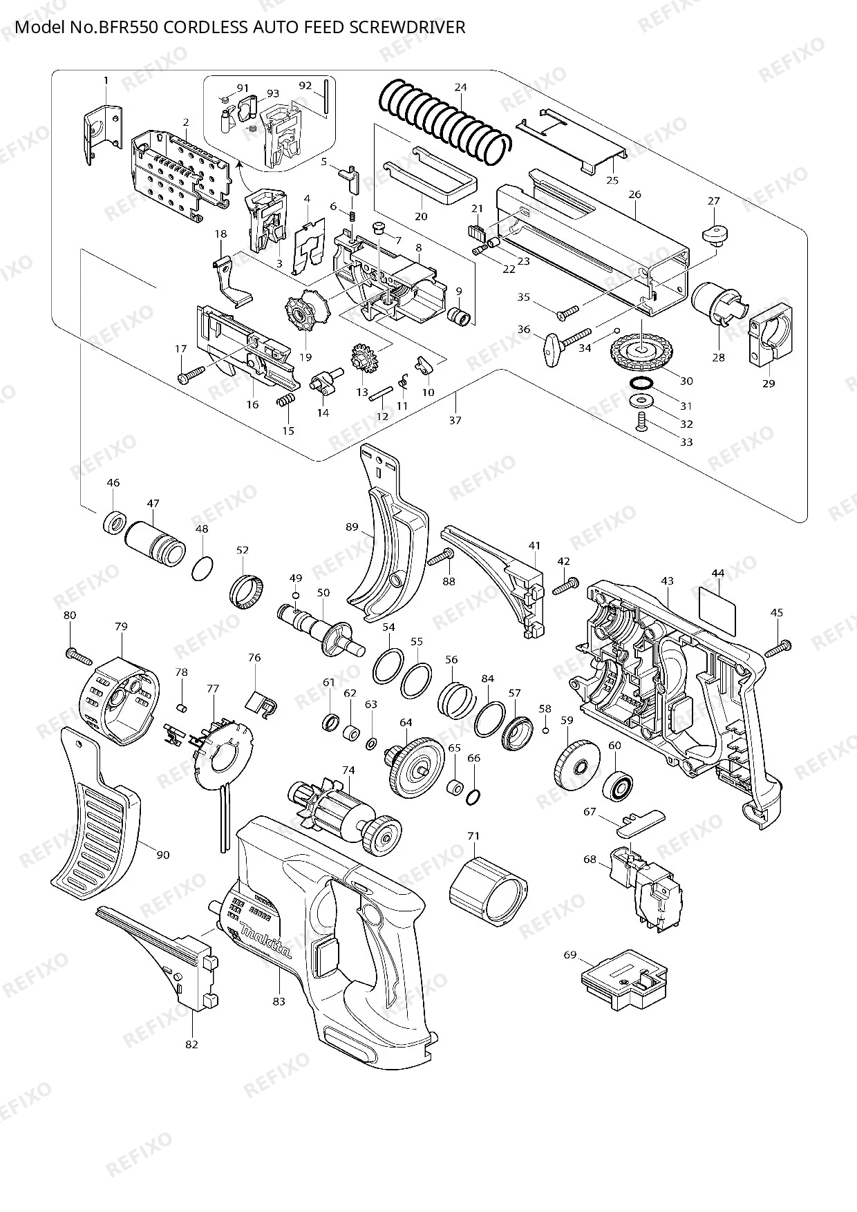 MAKITA BFR550 — схема запчастей