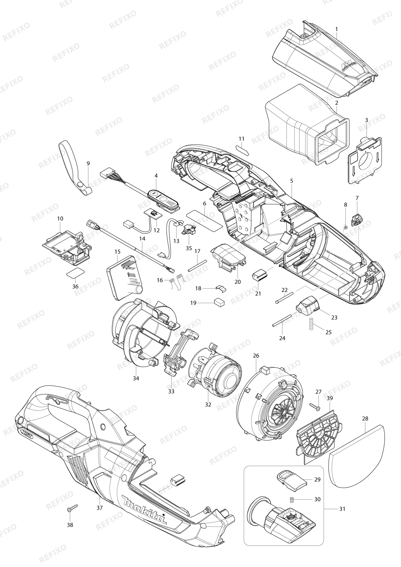 MAKITA CL002G — схема запчастей