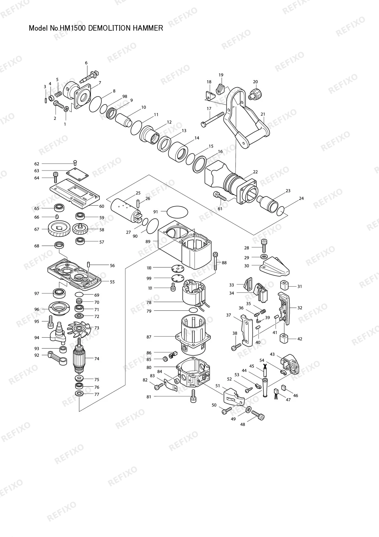 MAKITA HM1500 — схема запчастей