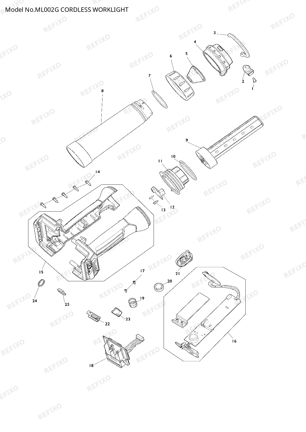 MAKITA ML002G — схема запчастей