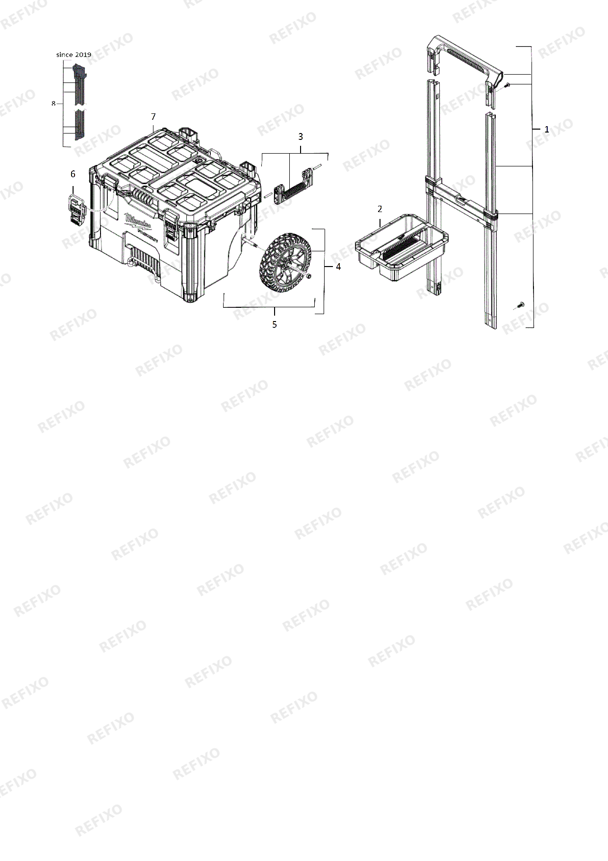 MILWAUKEE PACKOUT TROLLEY CASE 1 1PC 4932464078 4000469460 — схема запчастей