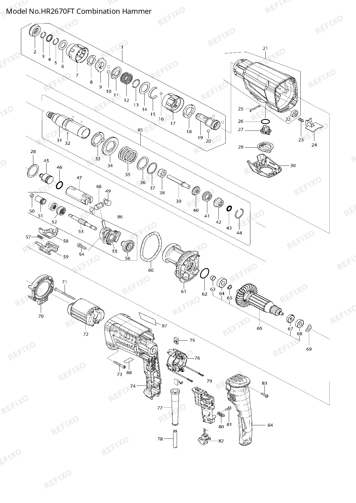 MAKITA HR2670FT — схема запчастей