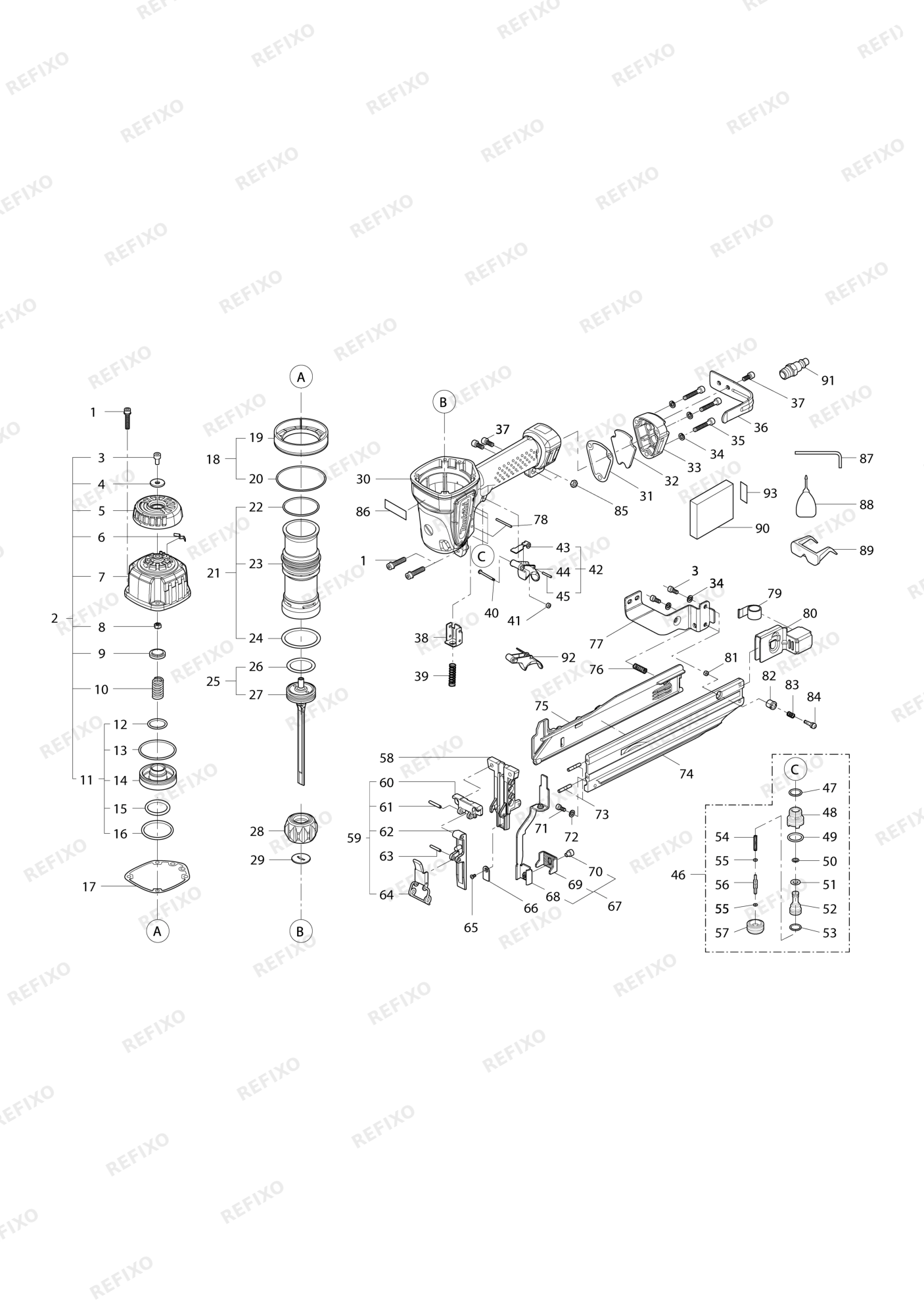 MAKITA AT1150A — схема запчастей