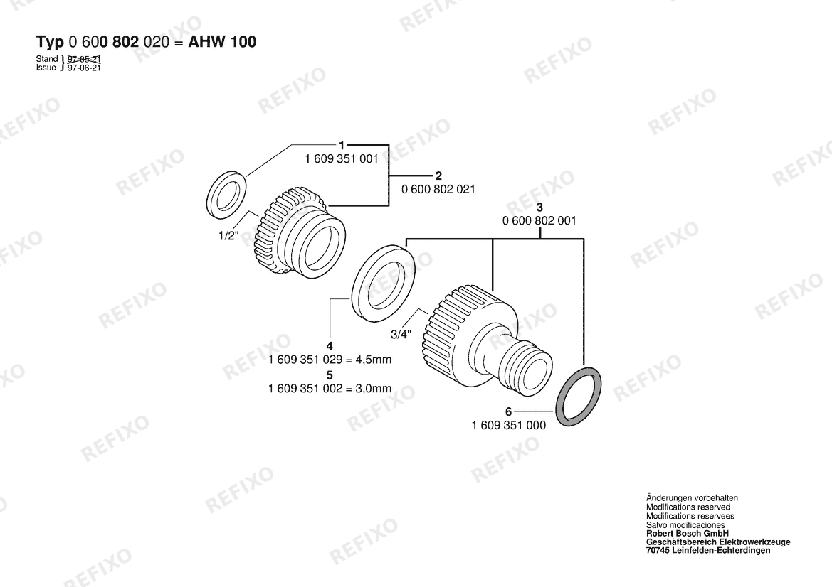 Bosch Hahnanschlussstück AHW 100 (0 600 800 020) — схема запчастей