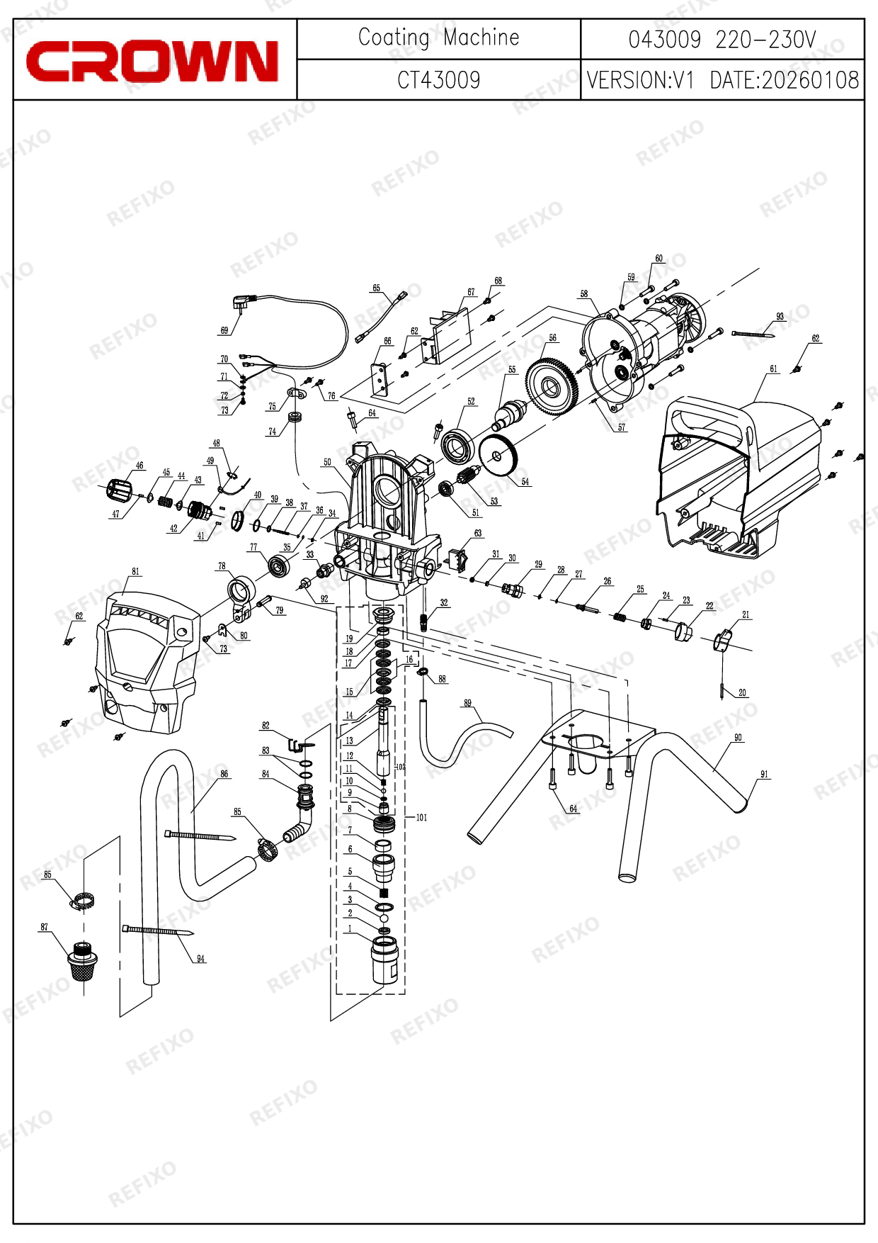 CROWN CT43009 — схема запчастей