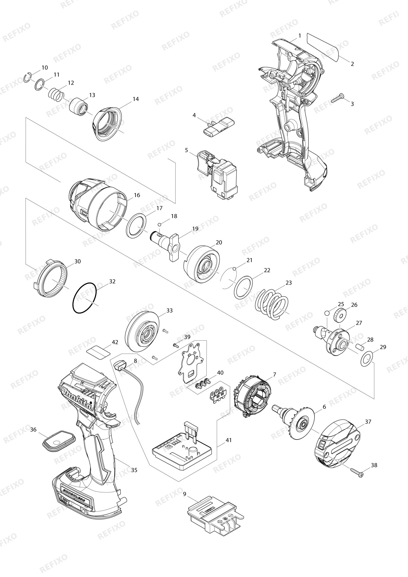 MAKITA DTD154 — схема запчастей