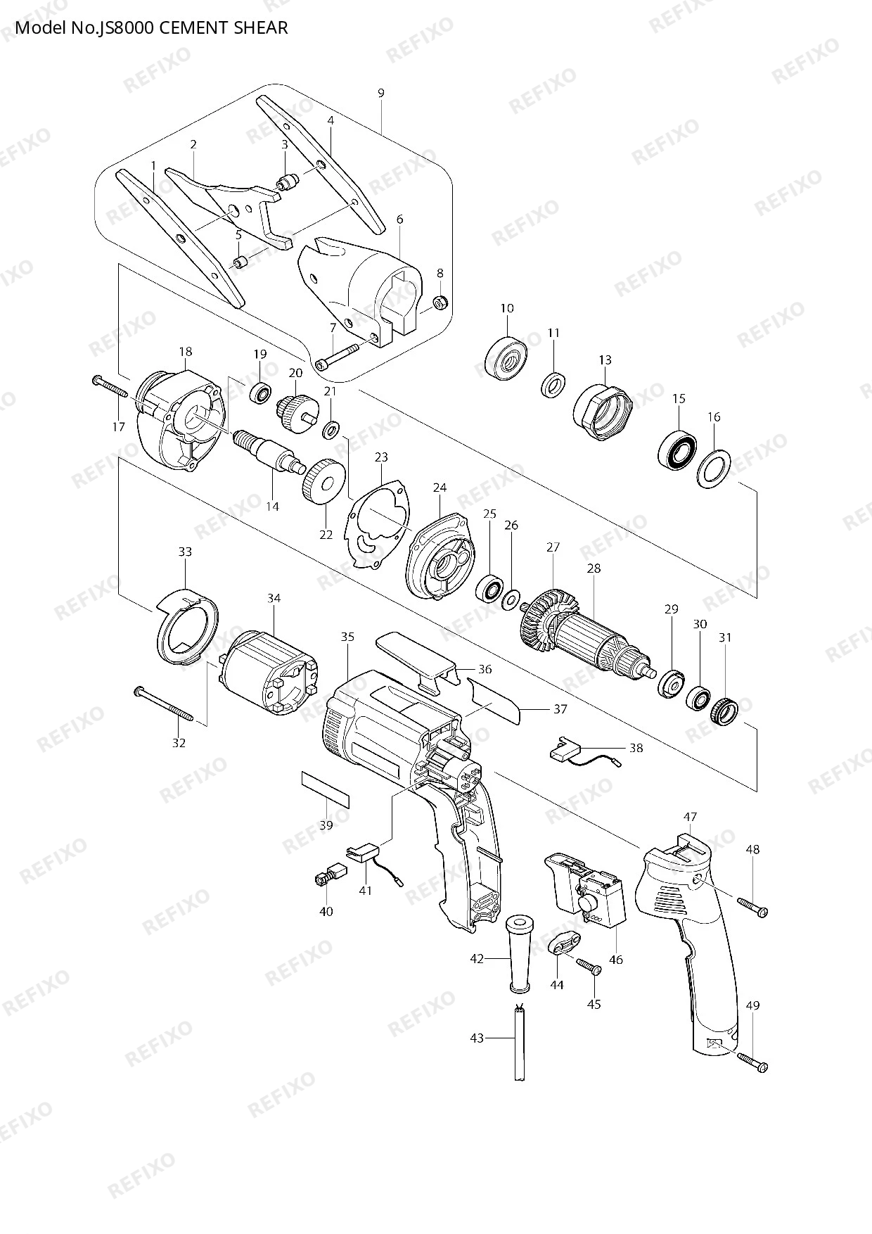 MAKITA JS8000 — схема запчастей