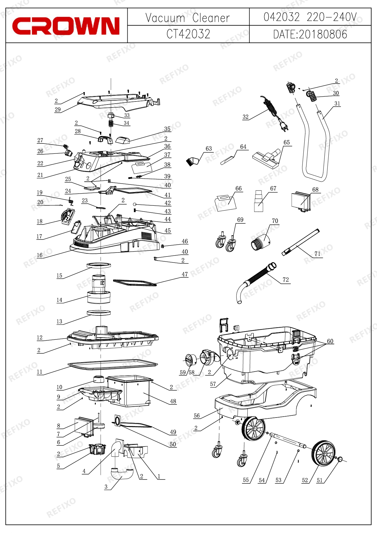 CROWN CT42032F — схема запчастей