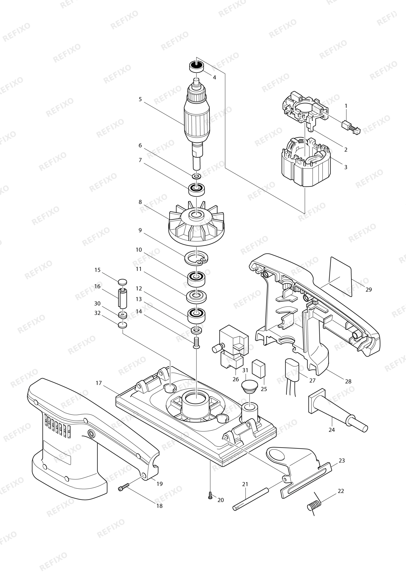MAKITA 9036 — схема запчастей