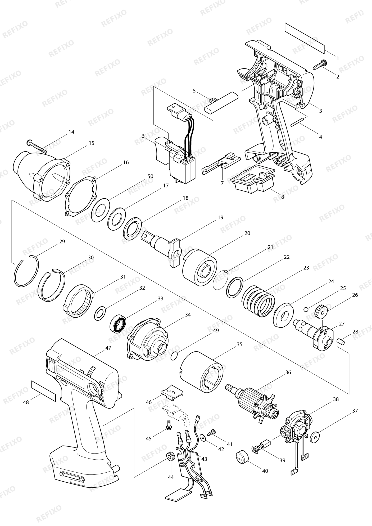 MAKITA BTW151 — схема запчастей
