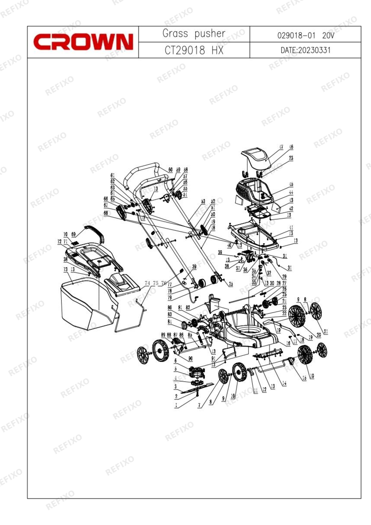 CROWN CT29018HX — схема запчастей