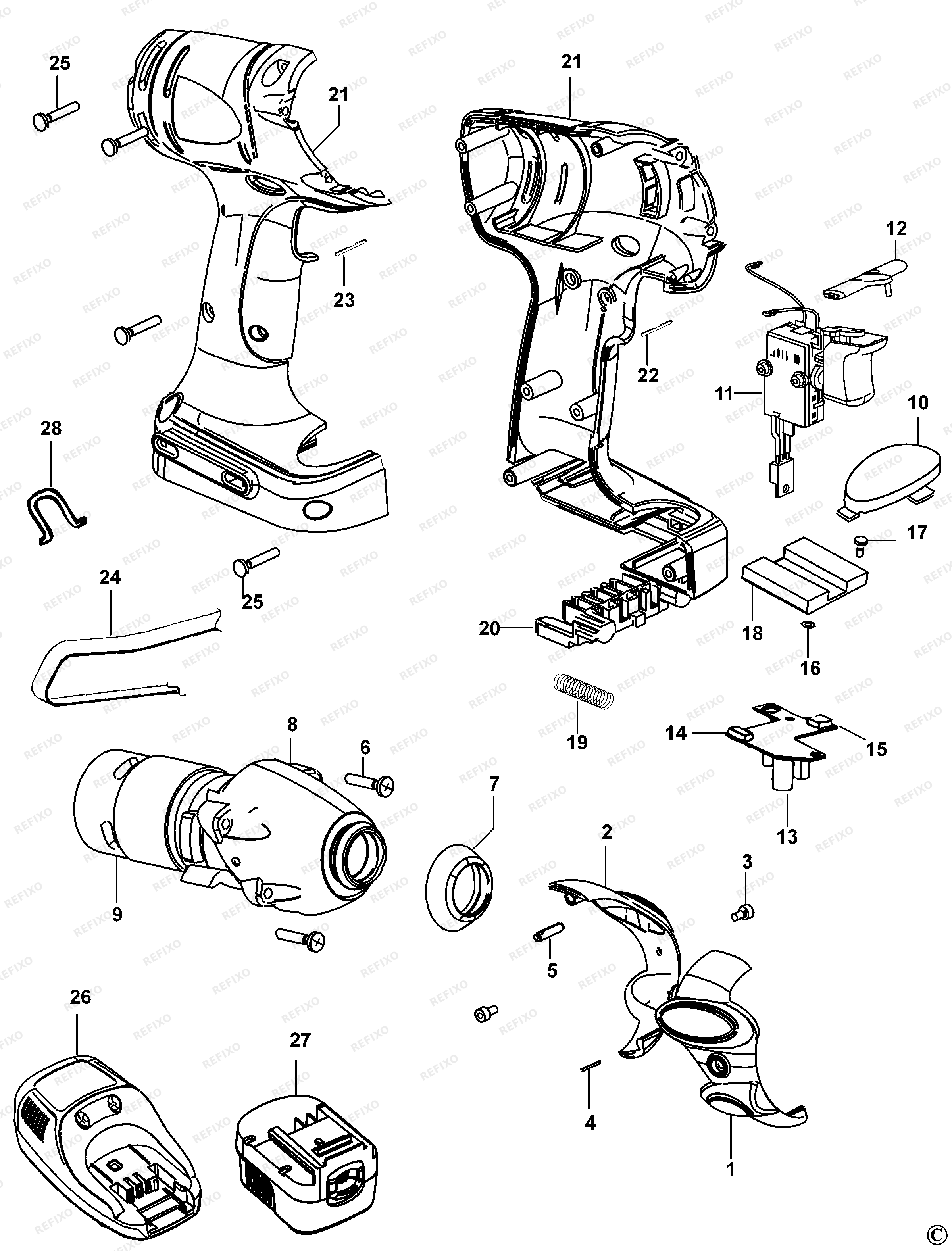 Black&Decker УДАРНЫЙ ГАЙКОВЕРТ SX5000 — схема запчастей