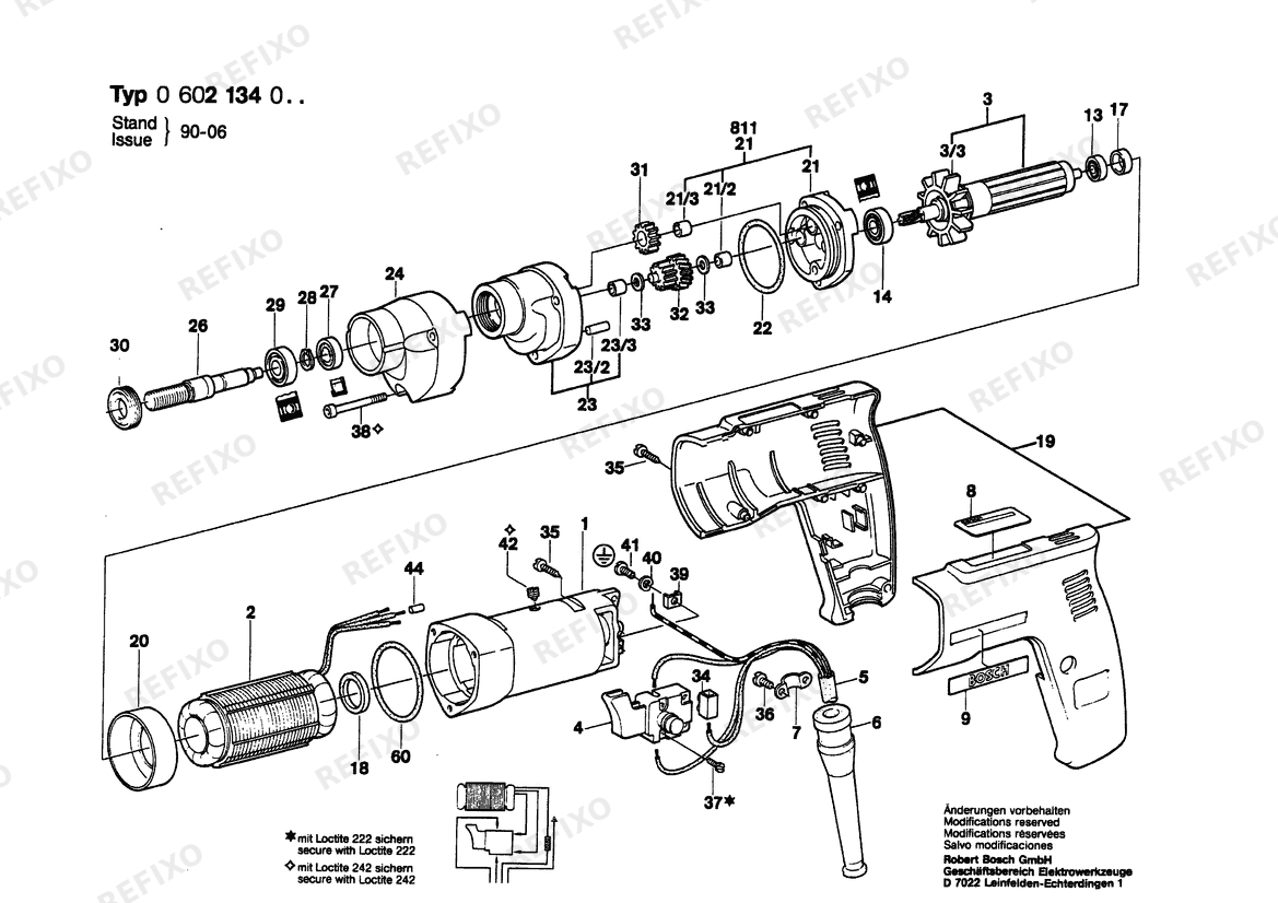 Bosch Дрель HF-BOHRMASCHIN (0 602 134 001) — схема запчастей