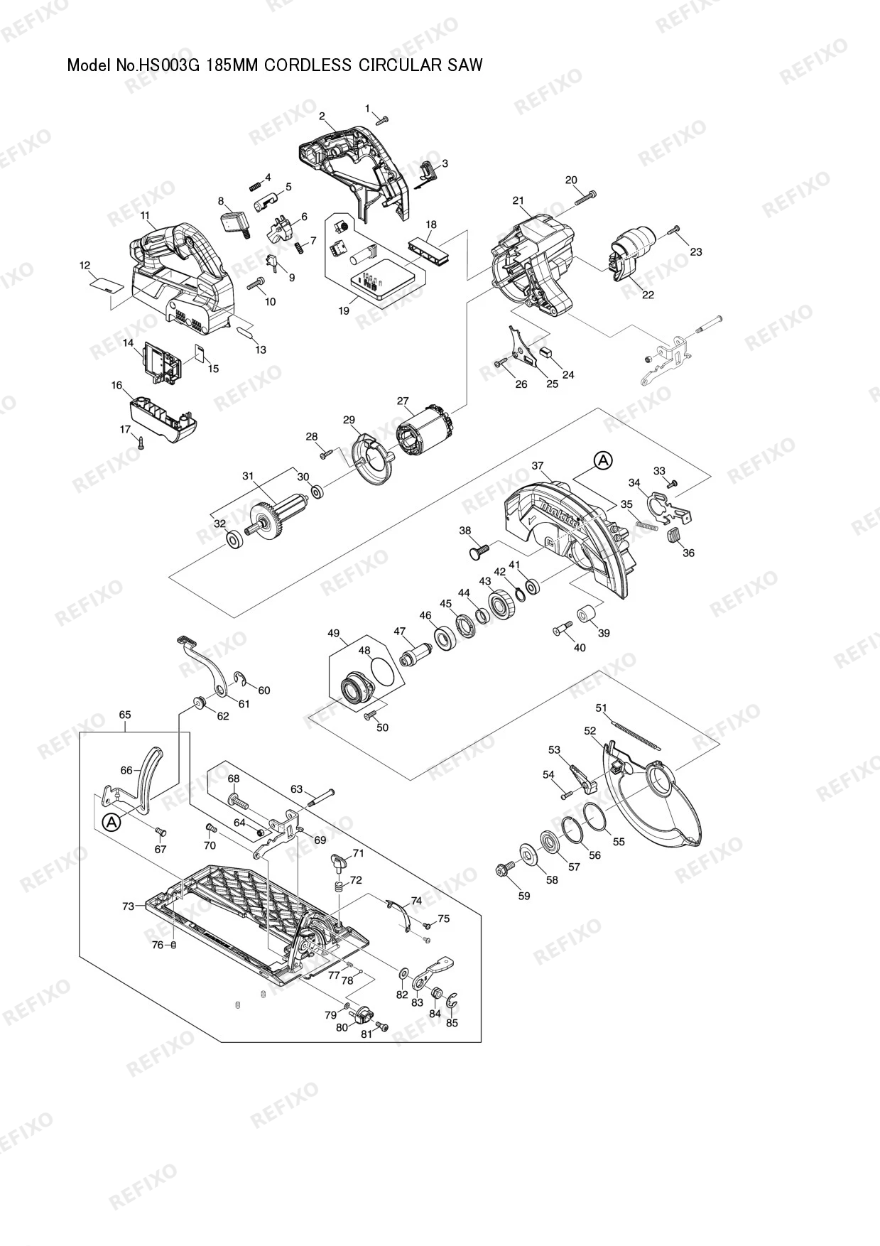 MAKITA HS003G — схема запчастей