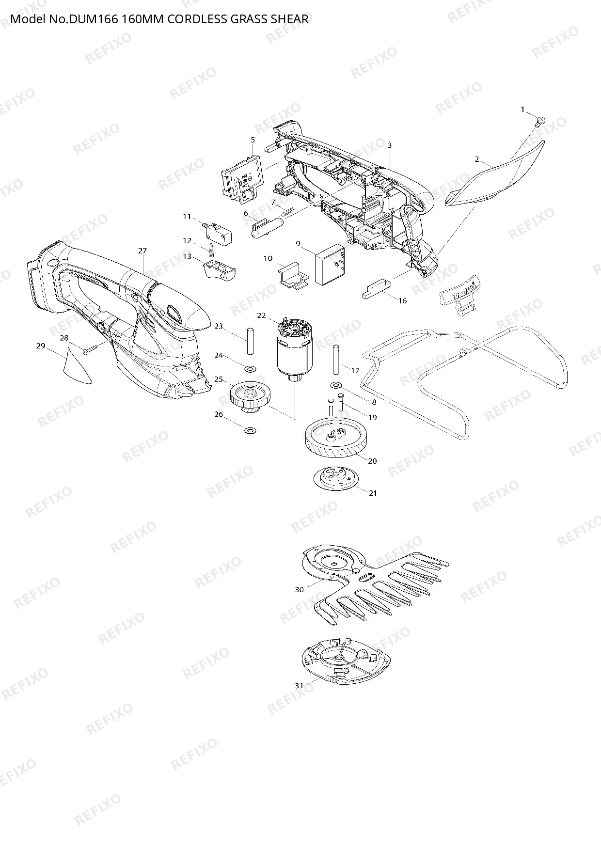 MAKITA DUM166 — схема запчастей